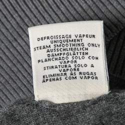 Pre Owned Hermes Grey Intarsia Knit Cashmere & Silk Crewneck Sweatshirt L