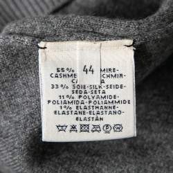Pre Owned Hermes Grey Intarsia Knit Cashmere & Silk Crewneck Sweatshirt L