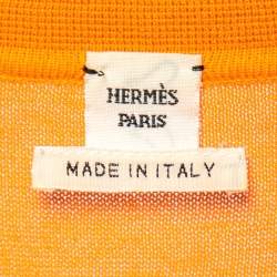 Pre Owned Hermes Orange Cotton Knit Short Sleeve Top XL