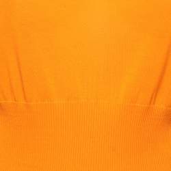Pre Owned Hermes Orange Cotton Knit Short Sleeve Top XL