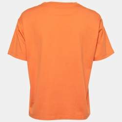 Pre Owned Hermes Orange Clic-Clac Print Cotton T-Shirt M
