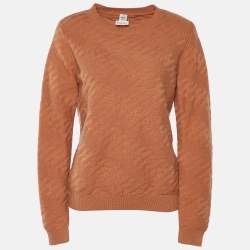 Pre Owned Hermès Pale Brown Cashmere Jacquard Knit Voyage Sweater M