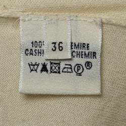 Hermes Cream Cashmere V-Neck Polo T-Shirt S