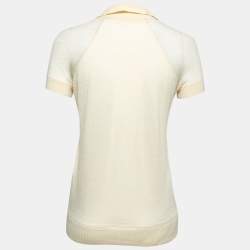 Hermes Cream Cashmere V-Neck Polo T-Shirt S