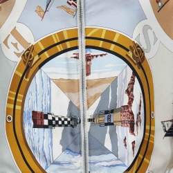 Hermes Blu Sailboat & Lighthouse Printed Silk & Cotton Reversible Jacket M