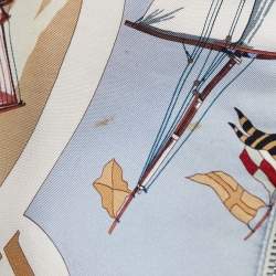 Hermes Blu Sailboat & Lighthouse Printed Silk & Cotton Reversible Jacket M