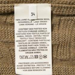 Pre Owned Hermes Brown Textured Wool-Knit Sleeveless Hooded Sweater S