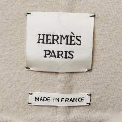 Pre Owned Hermes Beige Cashmere Asymmetric Peignoir Coat M