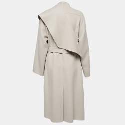 Pre Owned Hermes Beige Cashmere Asymmetric Peignoir Coat M