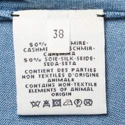 Hermes Blue Cashmere & Silk Drawstring Detail Cardigan Dress M