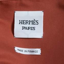 Hermes Brick Red Printed Canvas Snap Button Detail Hooded Jacket M