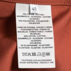 Hermes Brick Red Printed Canvas Snap Button Detail Hooded Jacket M