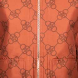 Hermes Brick Red Printed Canvas Snap Button Detail Hooded Jacket M