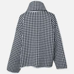 Hermes Black & Grey Patterned Knit Sweater with Infinity Neck Scarf M