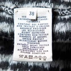 Hermes Black & Grey Patterned Knit Sweater with Infinity Neck Scarf M