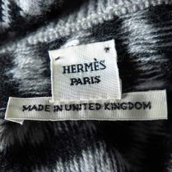 Hermes Black & Grey Patterned Knit Sweater with Infinity Neck Scarf M