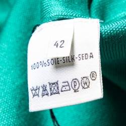 Pre Owned Hermes Green Silk Knit Tank Top & Cardigan Set L