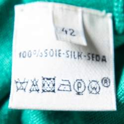 Pre Owned Hermes Green Silk Knit Tank Top & Cardigan Set L