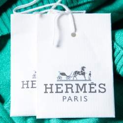 Pre Owned Hermes Green Silk Knit Tank Top & Cardigan Set L