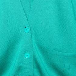 Pre Owned Hermes Green Silk Knit Tank Top & Cardigan Set L