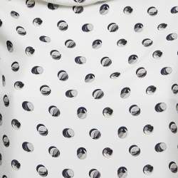 Hermes White Printed Twill Silk Cowl Neck Top S