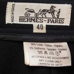 Pre Owned Hermes Black Cotton Tapered Leg Pants M