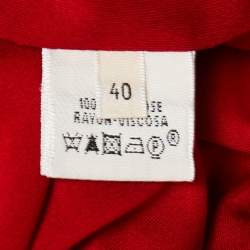 Hermes Red Twill Sleeveless Midi Dress M