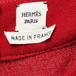 Hermes Red Twill Sleeveless Midi Dress M