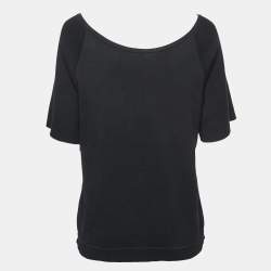 Hermes Black Printed Silk Blend Knit Half Sleeve T-Shirt M