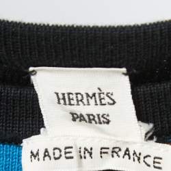 Hermes Black Printed Silk Blend Knit Half Sleeve T-Shirt M