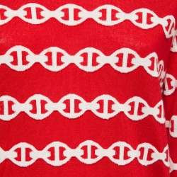 Hermes Red Patterned Cashmere & Silk Crew Neck Jumper L