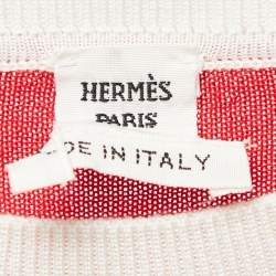 Hermes Red Patterned Cashmere & Silk Crew Neck Jumper L