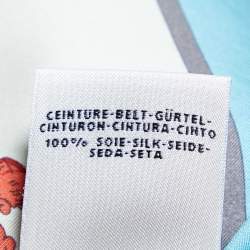 Pre Owned Hermes Blue Les Cles Print Silk & Knit Belted Cardigan S