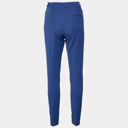 Hermes Blue Stretch Cotton Tapered Leg Trousers S