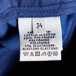 Hermes Blue Stretch Cotton Tapered Leg Trousers S