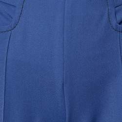 Hermes Blue Stretch Cotton Tapered Leg Trousers S