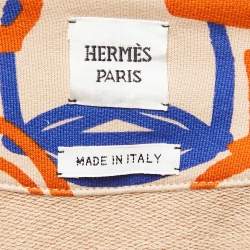 Pre Owned Hermes Beige Fantaisie d' Etriers Printed Cotton Hoodie S
