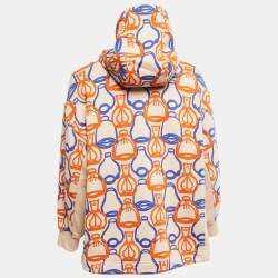 Pre Owned Hermes Beige Fantaisie d' Etriers Printed Cotton Hoodie S