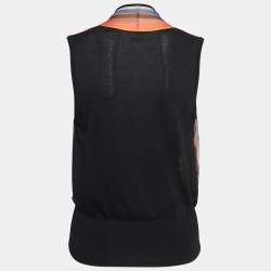 Hermes Multicolor Striped Silk Wrap Effect Sleeveless Knit Top M