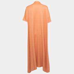 Hermes Orange Silk Blend A-Line Asymmetrical Midi Dress L