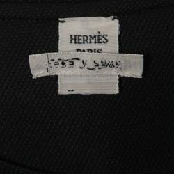 Hermes Black Crepe Cape Effect Belted Midi Dress M