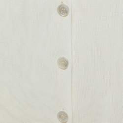 Hermes Cream Knit Button Front Fringed Sleeveless Cardigan S
