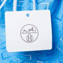 Pre Owned Hermes Blue Printed Nylon Swimming Shorts M