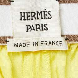 Hermès Yellow Silk Elasticized Waist Wide Leg Pants M