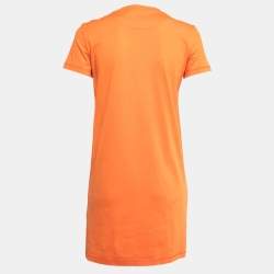 مملوكة مسبقًا Hermes Orange Cotton Embroidered Pocket Long T-Shirt S