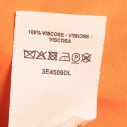 مملوكة مسبقًا Hermes Orange Cotton Embroidered Pocket Long T-Shirt S