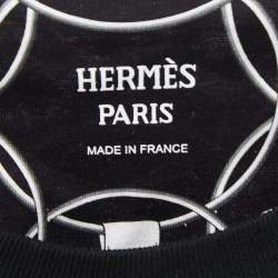 Pre Owned Hermès Black Promenade du Matin Cotton Crew Neck T-Shirt L