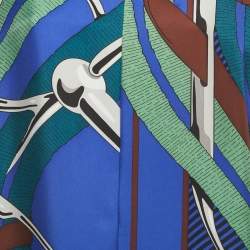 Hermès  Blue Printed Silk Twill Kaftan Dress M