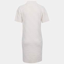 Pre Owned Hermès Pink Logo Knit Jacquard Mini Dress S