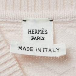 Pre Owned Hermès Pink Logo Knit Jacquard Mini Dress S